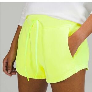 Lululemon inner glow high-rise 3” short. Highlight yellow* size 4